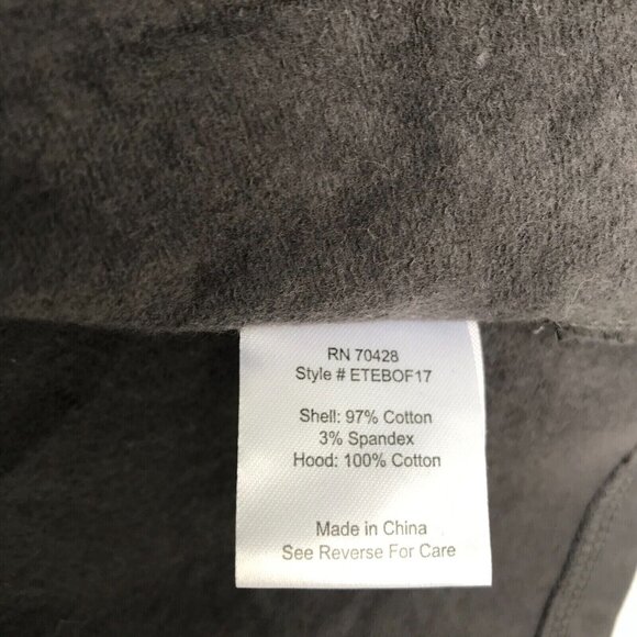 EVY'S TREE Gray Cotton Jersey Knit Blazer Womens L Light Fleece Lined Black Trim - Picture 9 of 9